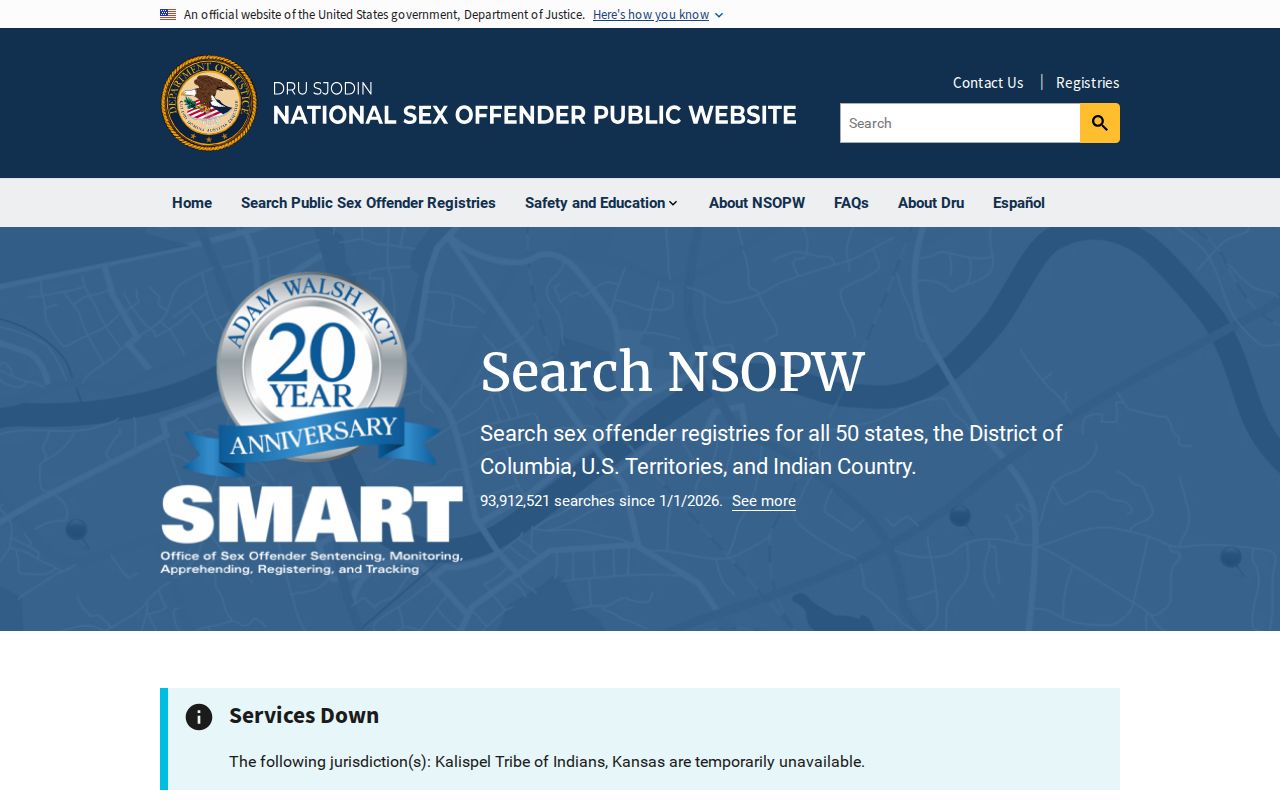 National NSOPW search used with a Live Oak County sex offender search