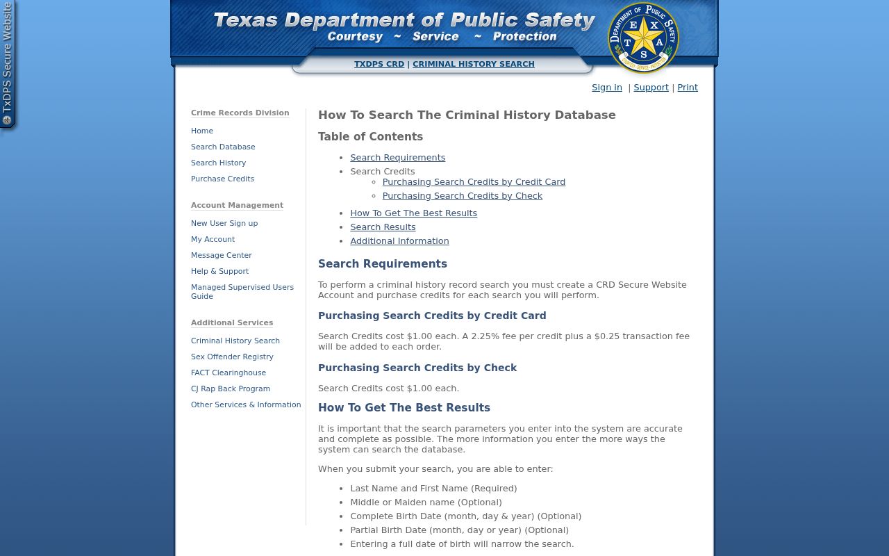 Live Oak County criminal history DPS conviction search instructions